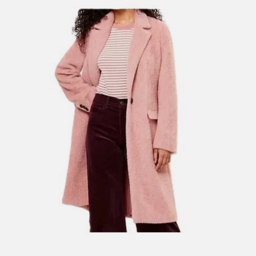 LOFT Pink Herringbone Coat NWT Dressy Wool Blend Jacket
